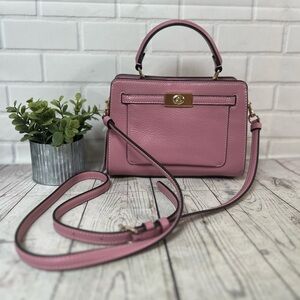 Coach Mini Lane Top Handle True Pink Pebble Leather New NWT crossbody shoulder